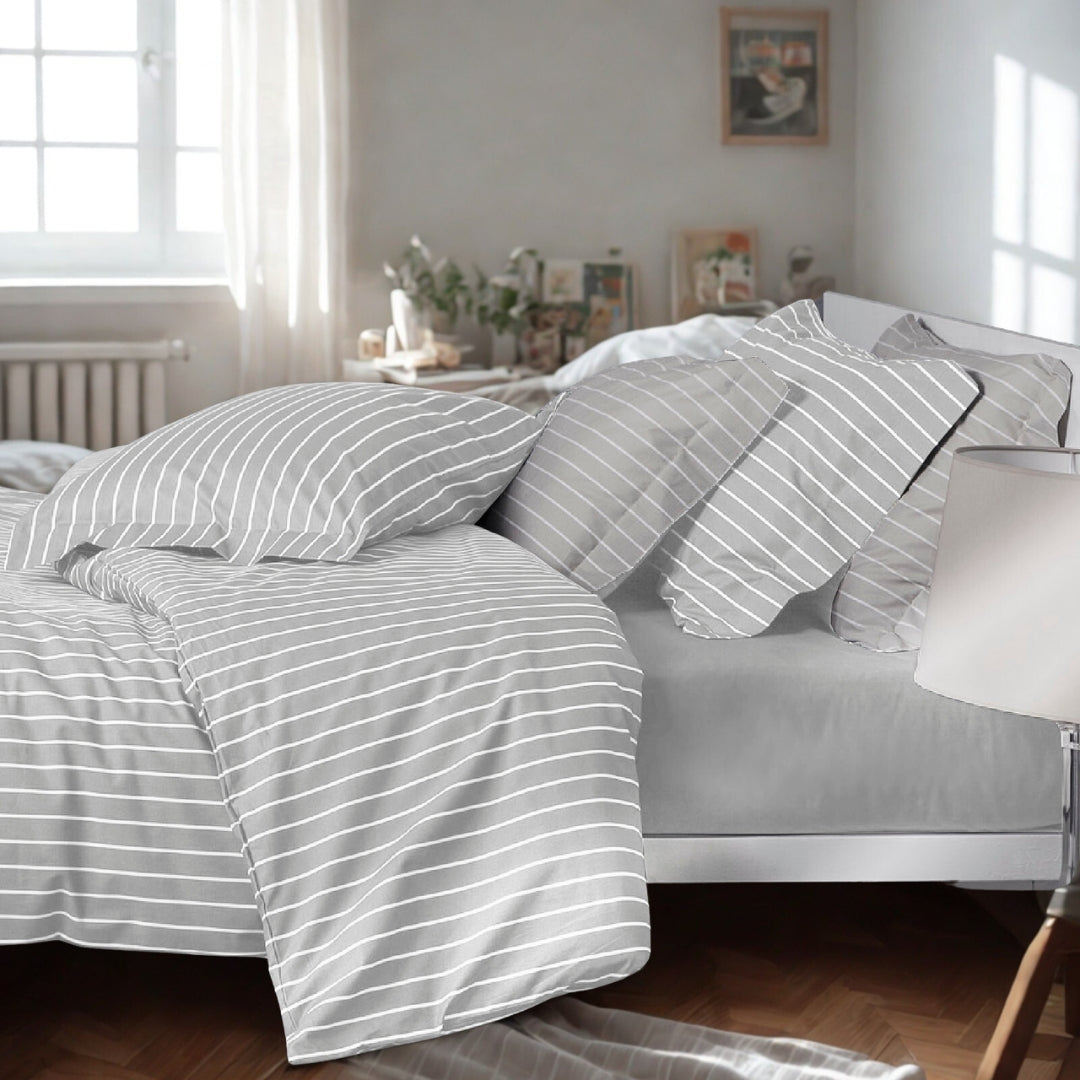 Completo Lenzuola Mirabello Luisiana Downing Geometrico in Percalle