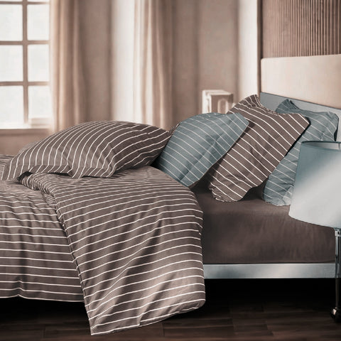 Completo Lenzuola Mirabello Luisiana Downing Geometrico in Percalle