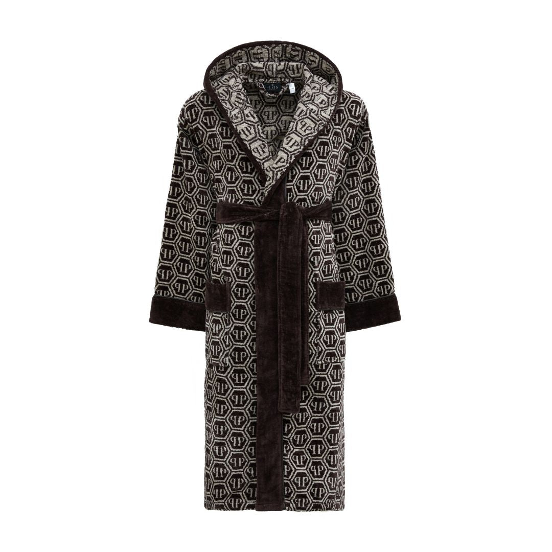 Accappatoio con Cappuccio Philipp Plein Pattern Moderno in Spugna