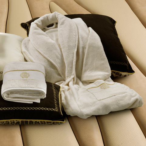 Accappatoio con Cappuccio Roberto Cavalli Gold-new Barocco in Spugna