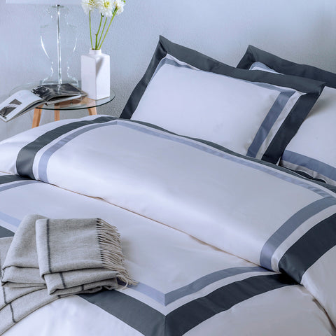 Completo Copripiumino Mirabello Brera Two-tone Tinta Unita in Raso di cotone