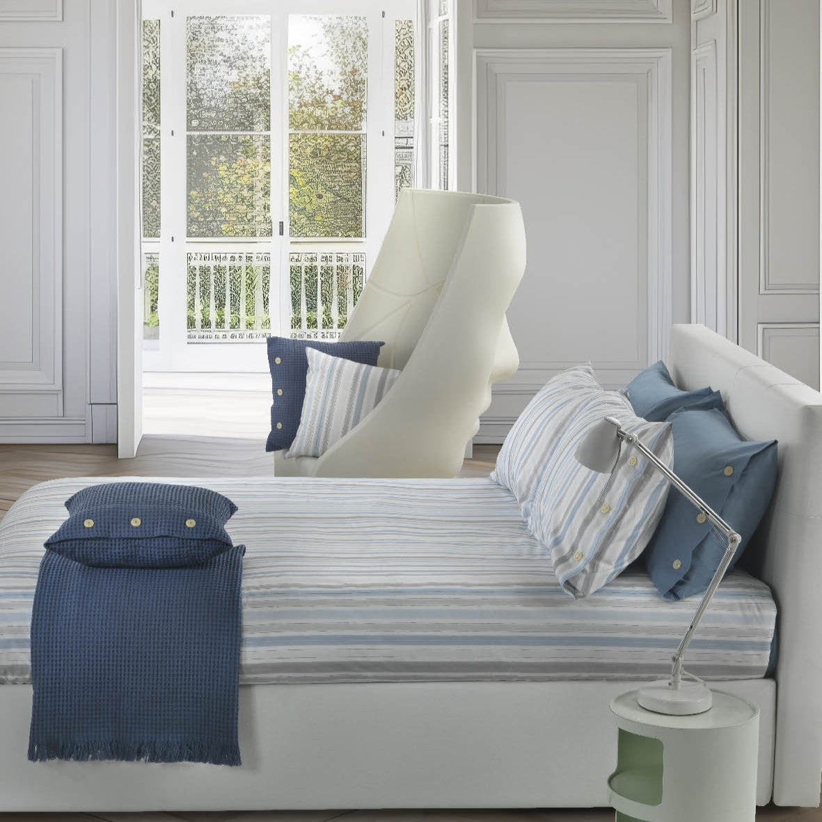 Completo Lenzuola Bellora Soft stripes Geometrico in Percalle