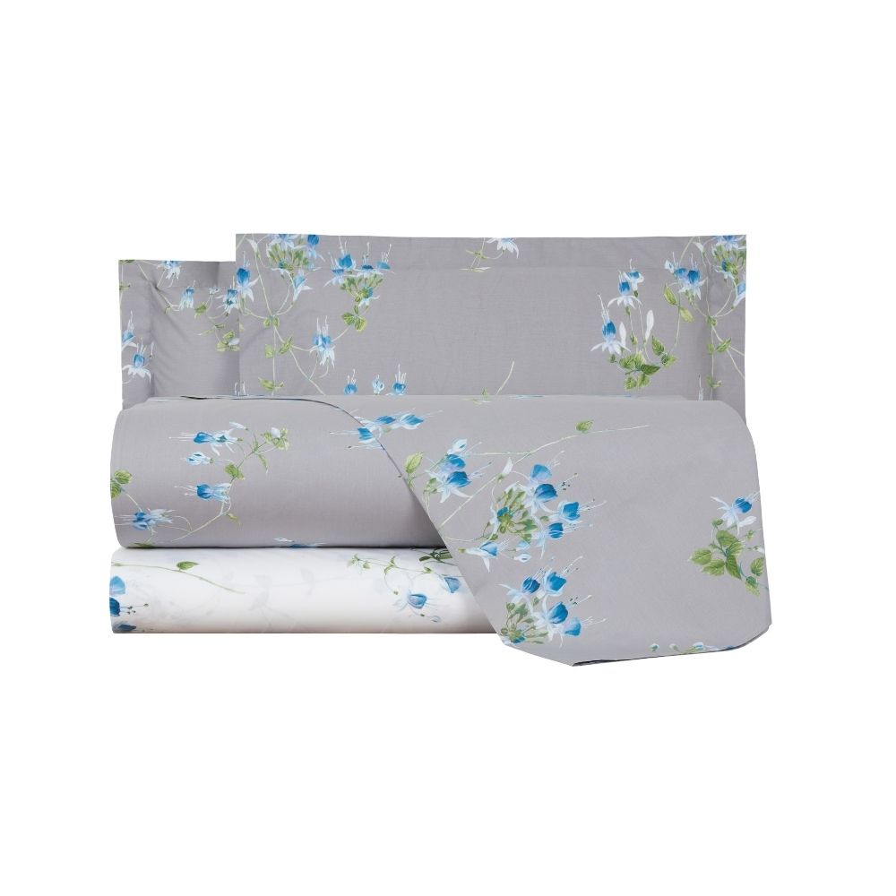 Completo Lenzuola Emporium Fuchsia Floreale in Percalle