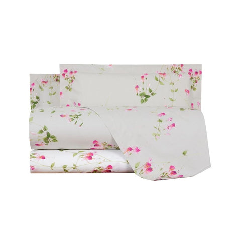 Completo Lenzuola Emporium Fuchsia Floreale in Percalle