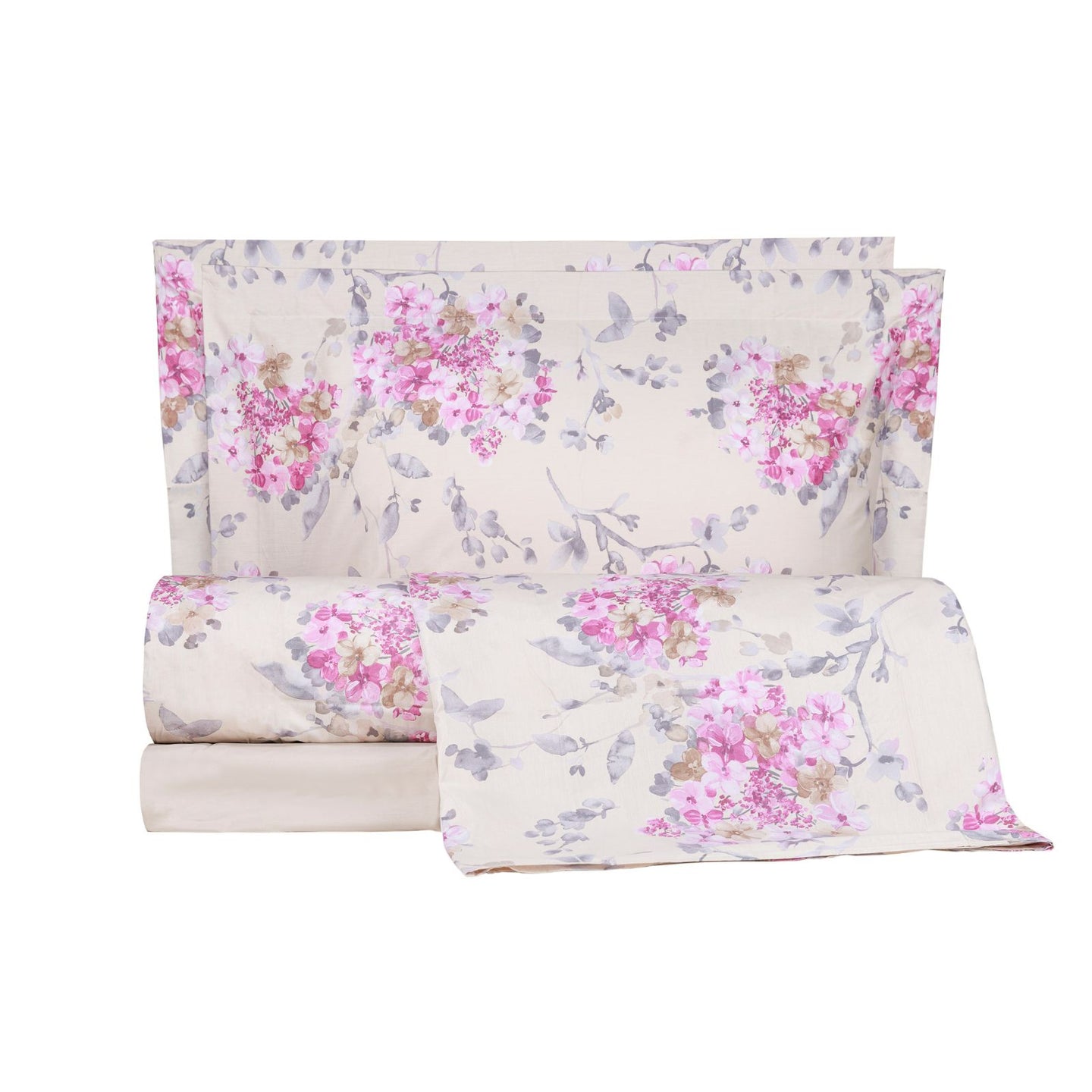 Completo Lenzuola Emporium Soft hydrangea Floreale in Percalle