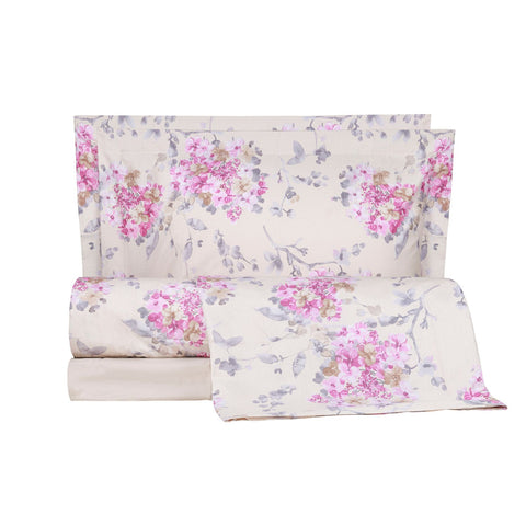 Completo Lenzuola Emporium Soft hydrangea Floreale in Percalle