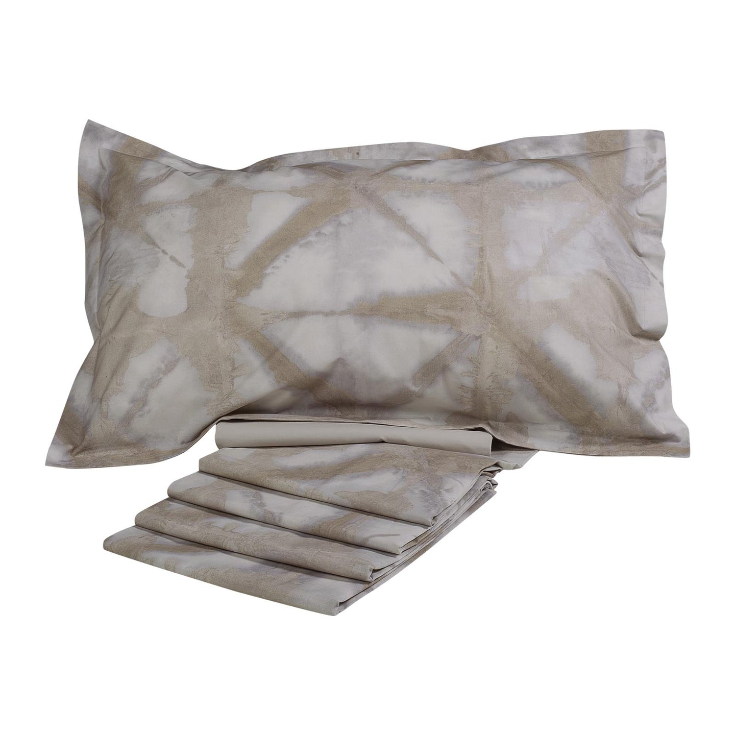 Completo Lenzuola Mirabello Shibori Geometrico in Percalle Luisiana