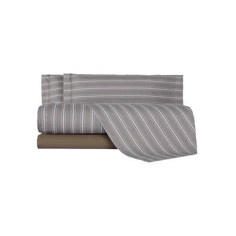 Completo Lenzuola Mirabello Luisiana Oxford Geometrico in Percalle