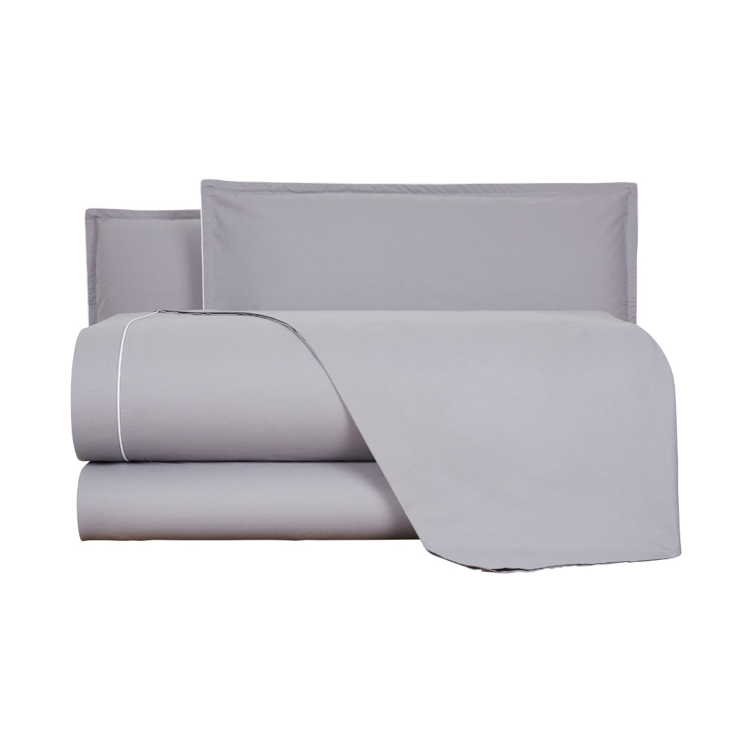 Mirabello Completo Lenzuola Matrimoniali In Puro Percalle Di Cotone - Fantasia Fiori Magnolia Beige