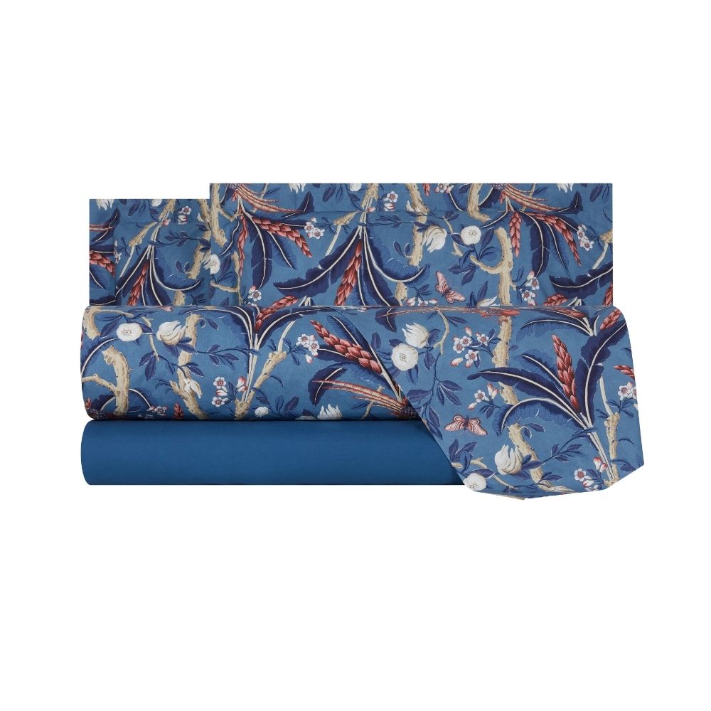 Completo Lenzuola Mirabello Paradise's bird Moderno in Percalle