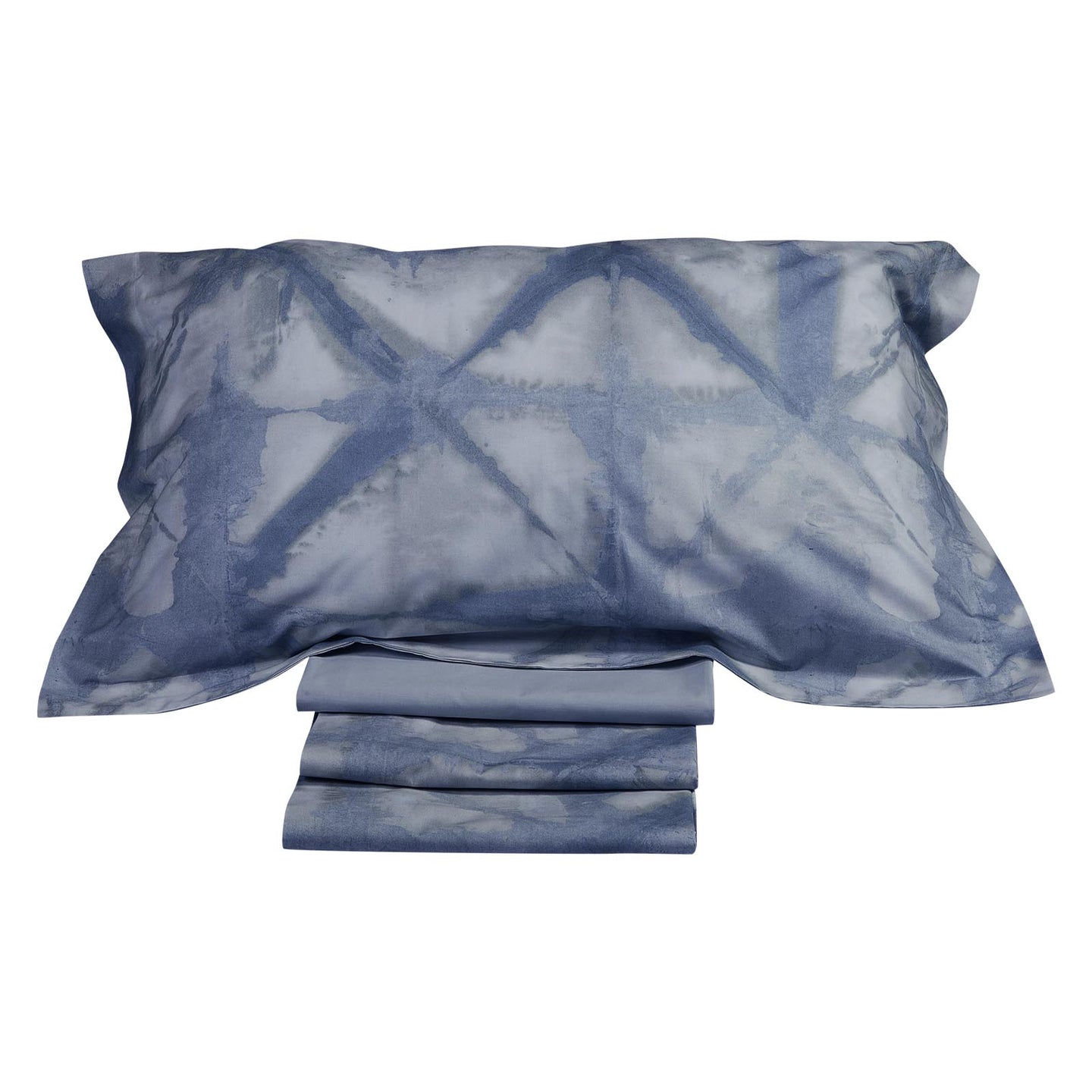 Completo Lenzuola Mirabello Shibori Geometrico in Percalle Luisiana