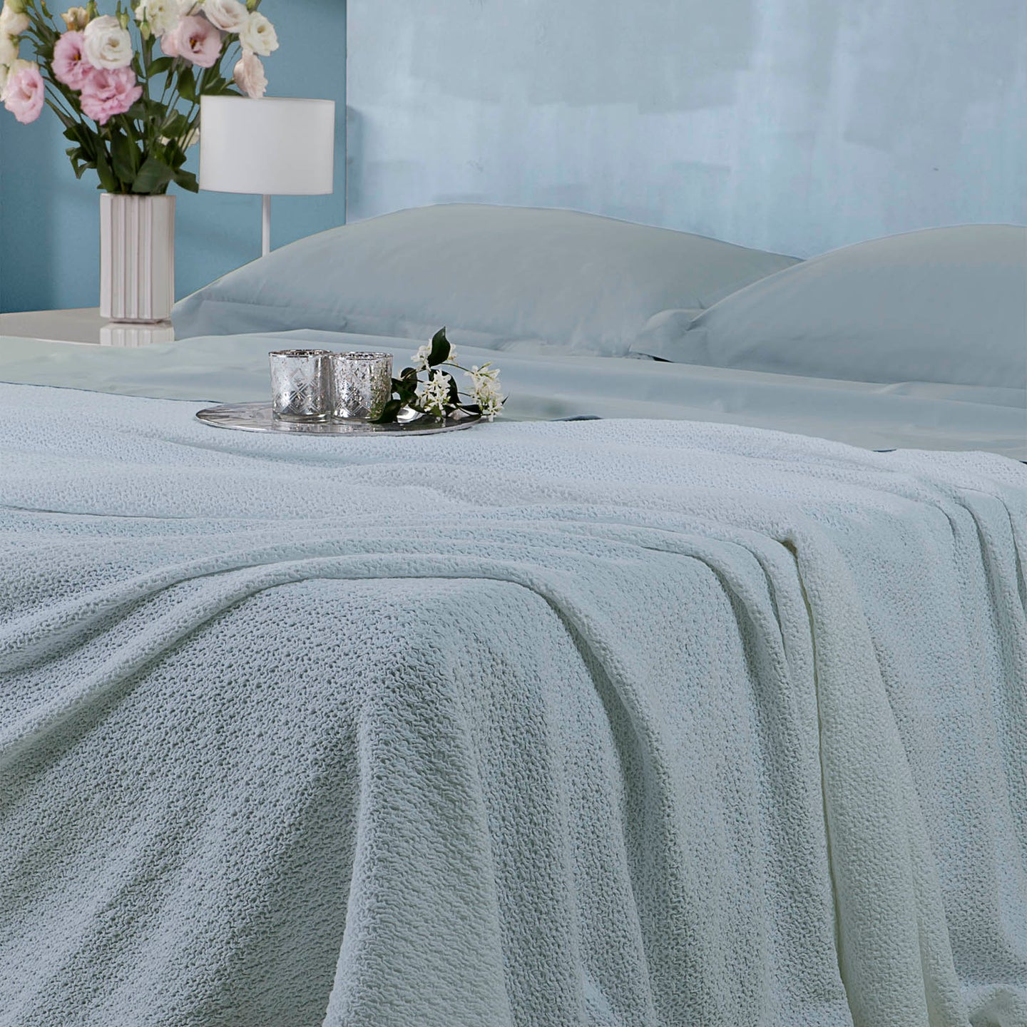 Copriletto non Trapuntato Mirabello Luisiana Cameres Tinta Unita in Raso Jacquard