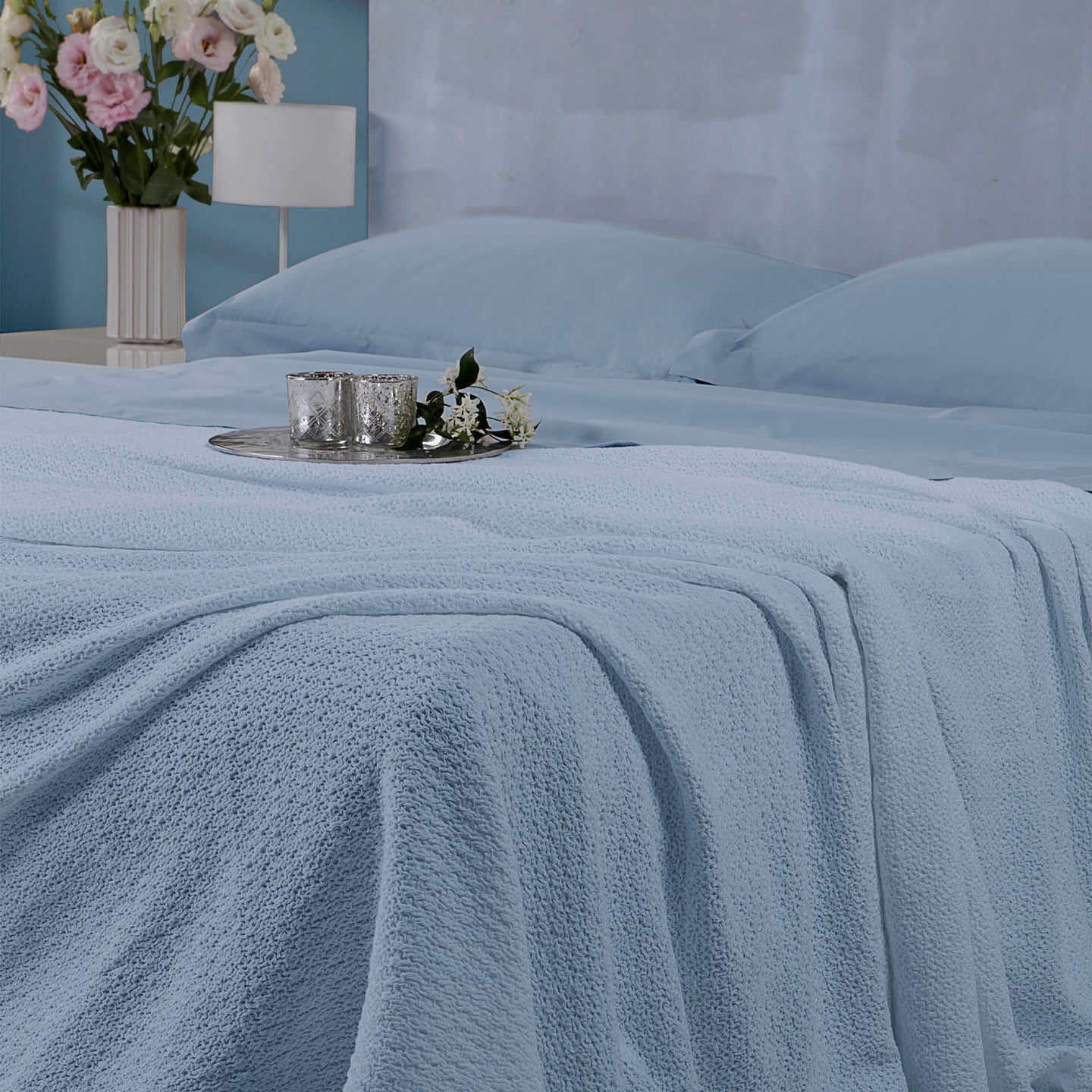 Copriletto non Trapuntato Mirabello Luisiana Cameres Tinta Unita in Raso Jacquard