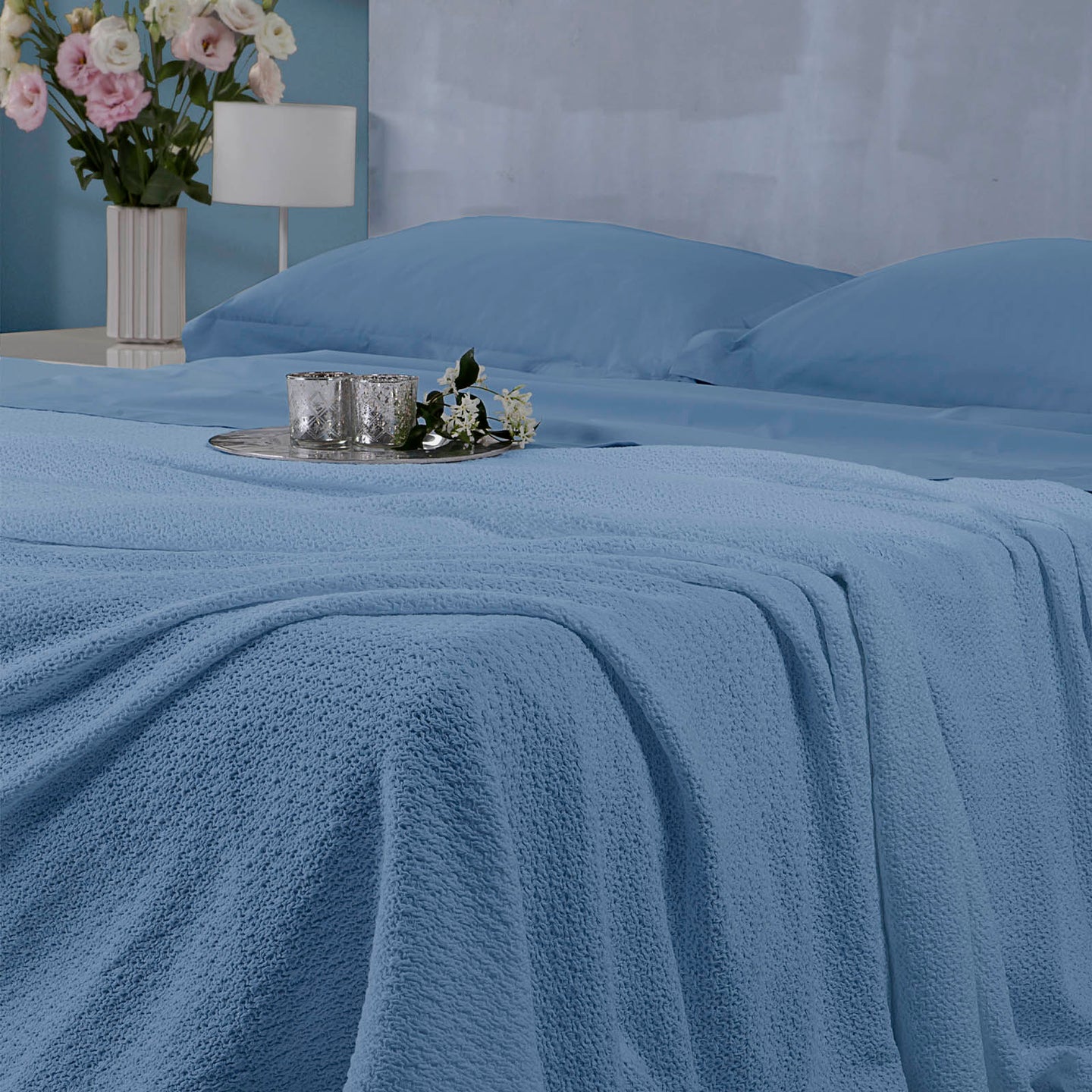 Copriletto non Trapuntato Mirabello Luisiana Cameres Tinta Unita in Raso Jacquard