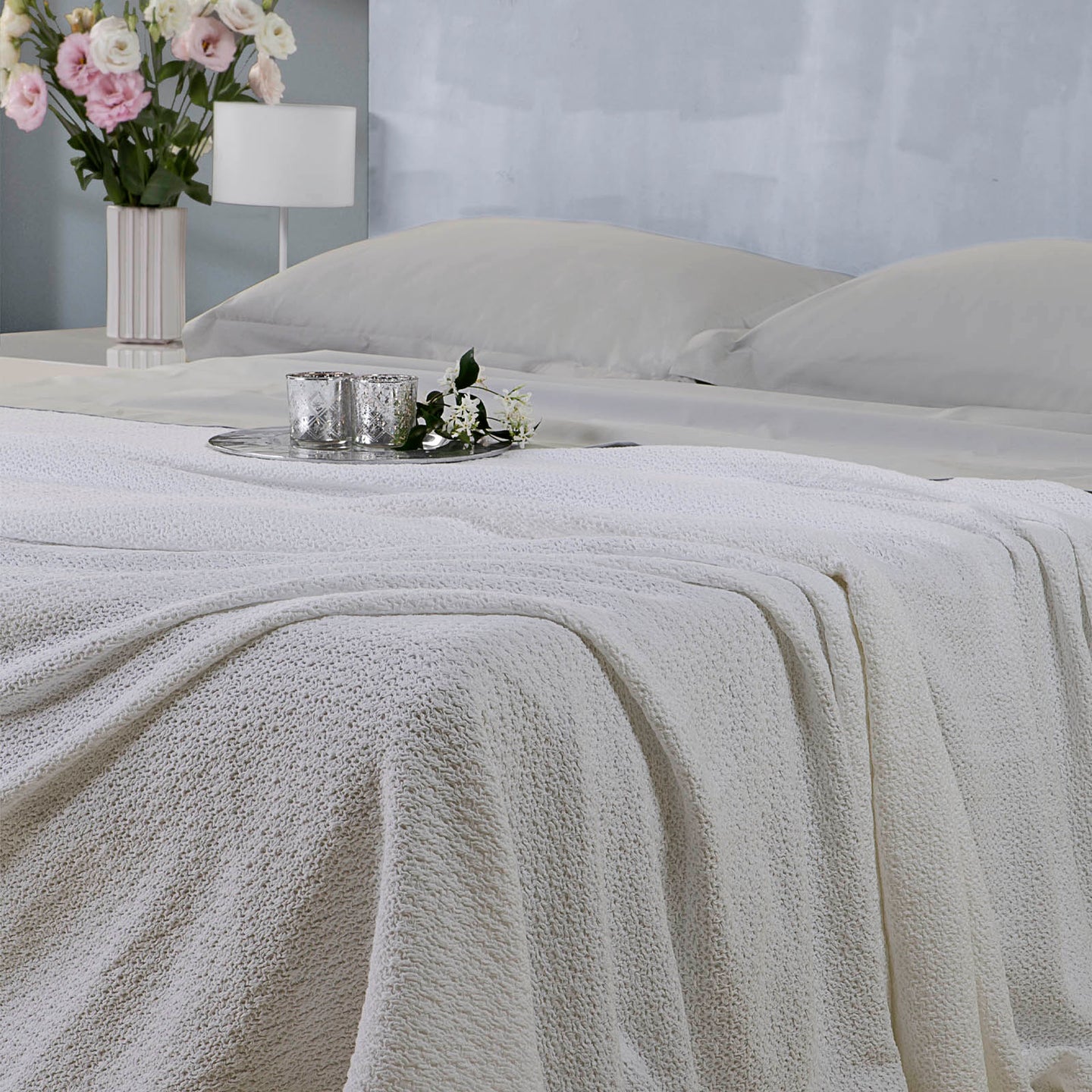 Copriletto non Trapuntato Mirabello Luisiana Cameres Tinta Unita in Raso Jacquard