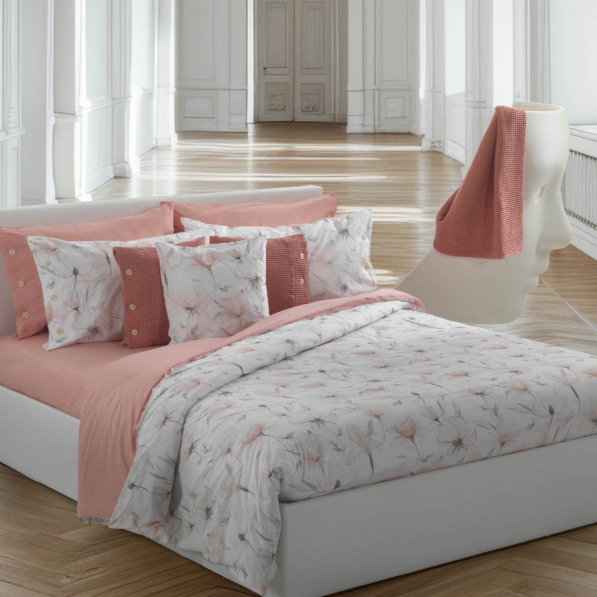 Copriletto Trapuntato Bellora Light flowers Floreale in Percalle