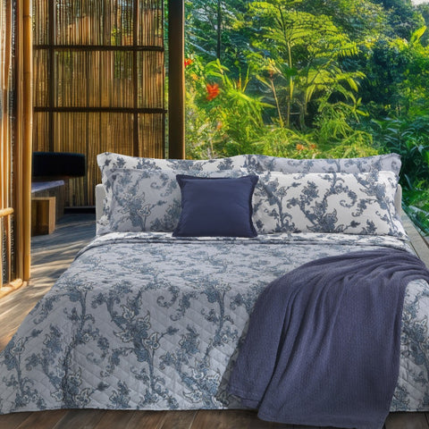 Copriletto Trapuntato Mirabello East ramage Winter Cottage in Percalle