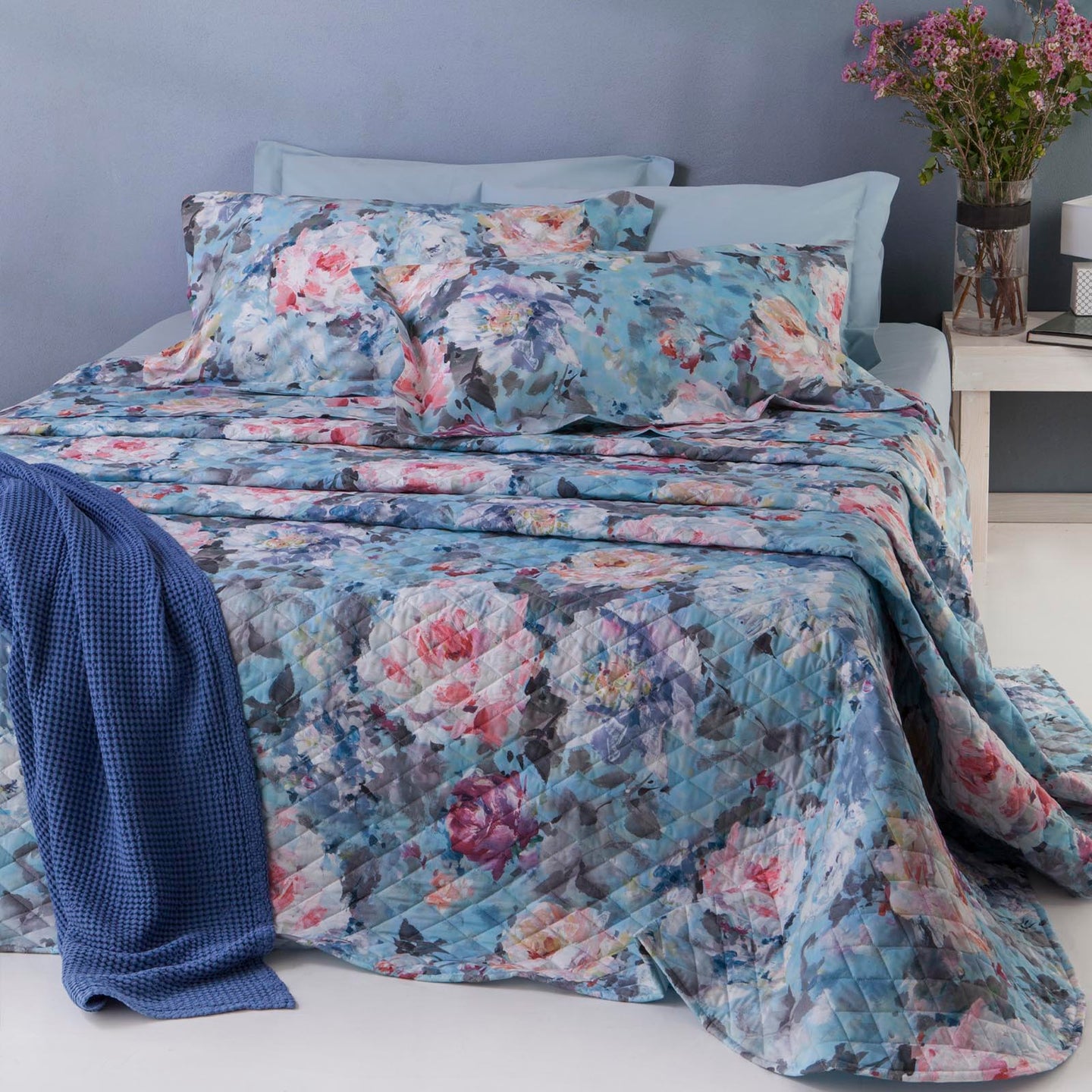 Copriletto Trapuntato Mirabello Fiori di Van Gogh Floreale in Percalle