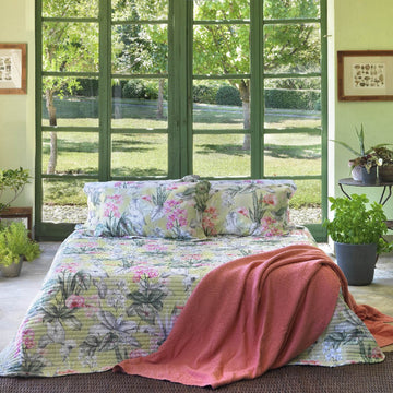 Copriletto Trapuntato Mirabello Proust's orchid Floreale in Raso di cotone