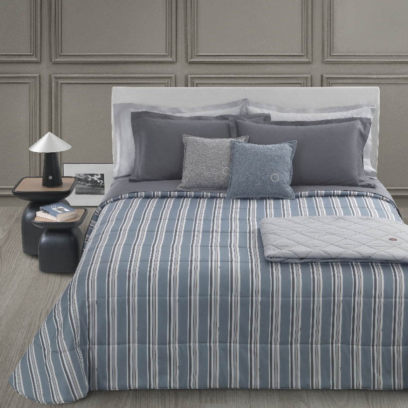 Copriletto Trapuntato Trussardi Maxi line Geometrico in Raso di cotone