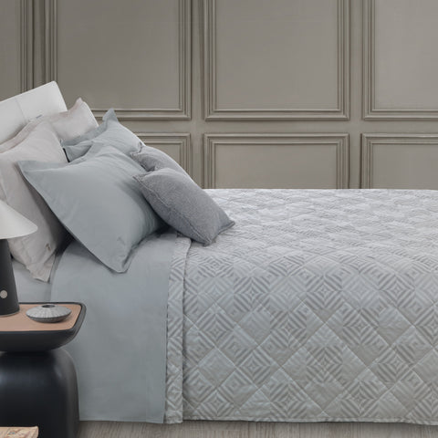 Copriletto Trapuntato Trussardi Rombhus Geometrico in Raso Jacquard