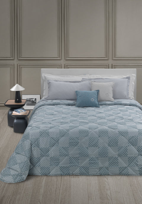 Copriletto Trapuntato Trussardi Rombhus Geometrico in Raso Jacquard