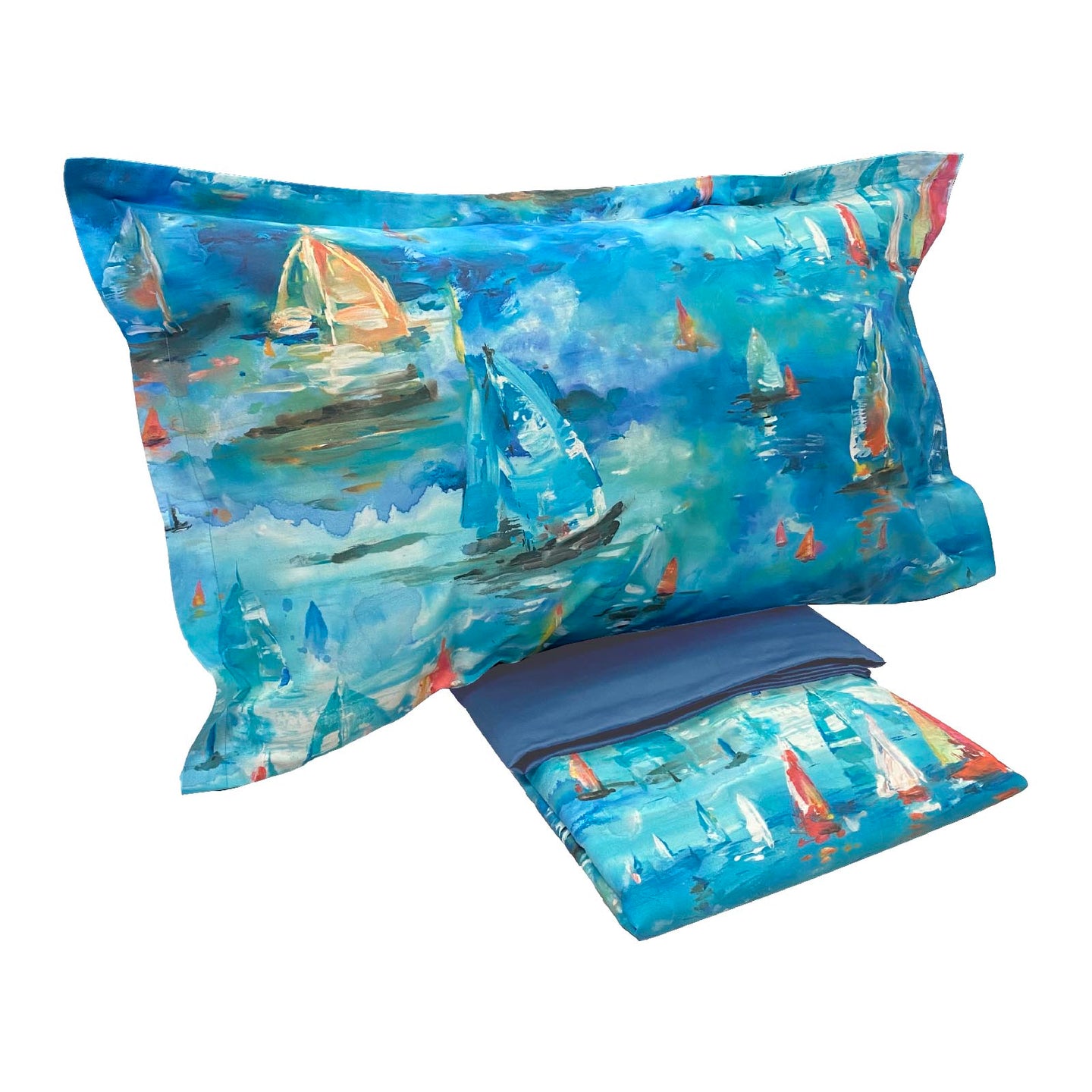 Copripiumino con federe Mirabello Barcolana Moderno in Percalle