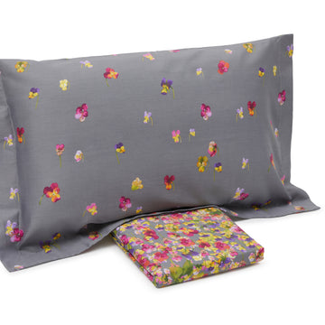 Copripiumino con federe Emporium Violetta Floreale in Raso di cotone