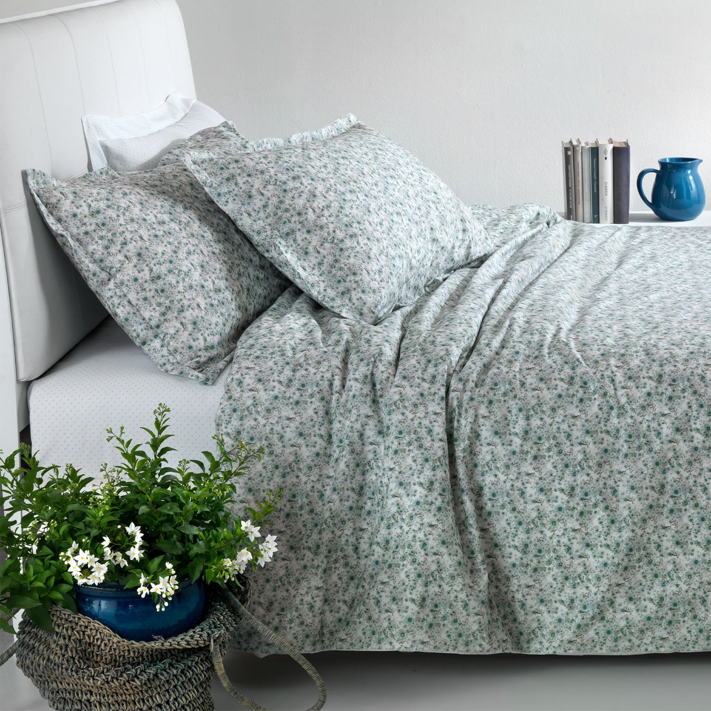 Copripiumino con federe Mirabello Luisiana Bonheur Floreale in Percalle