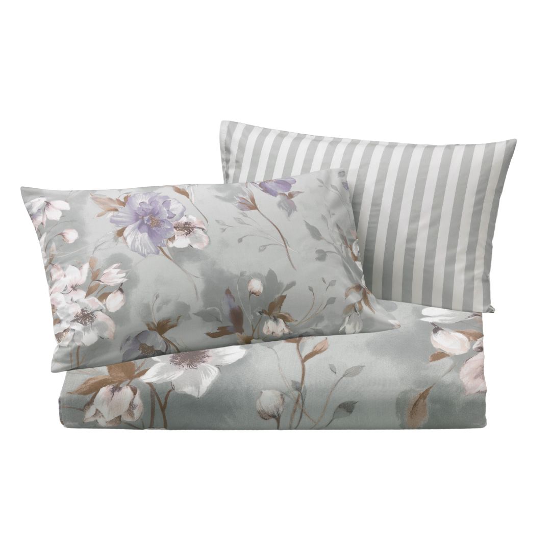 Copripiumino con federe Mirabello Bucaneve Floreale in Percalle