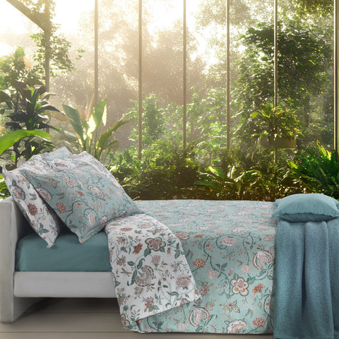 Copripiumino con federe Mirabello Delhi Floreale in Percalle Luisiana