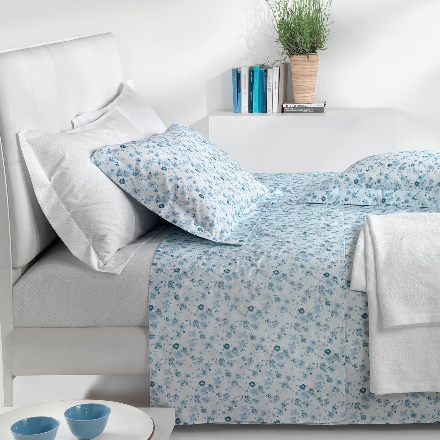 Copripiumino con federe Mirabello Luisiana Douceur Floreale in Percalle