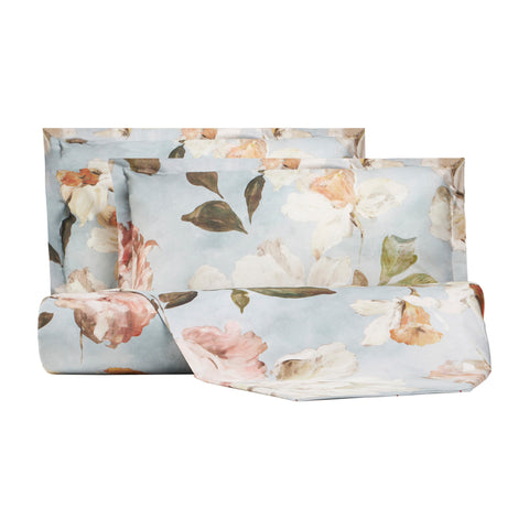 Copripiumino con federe Mirabello Vanity flowers Floreale in Percalle Luisiana