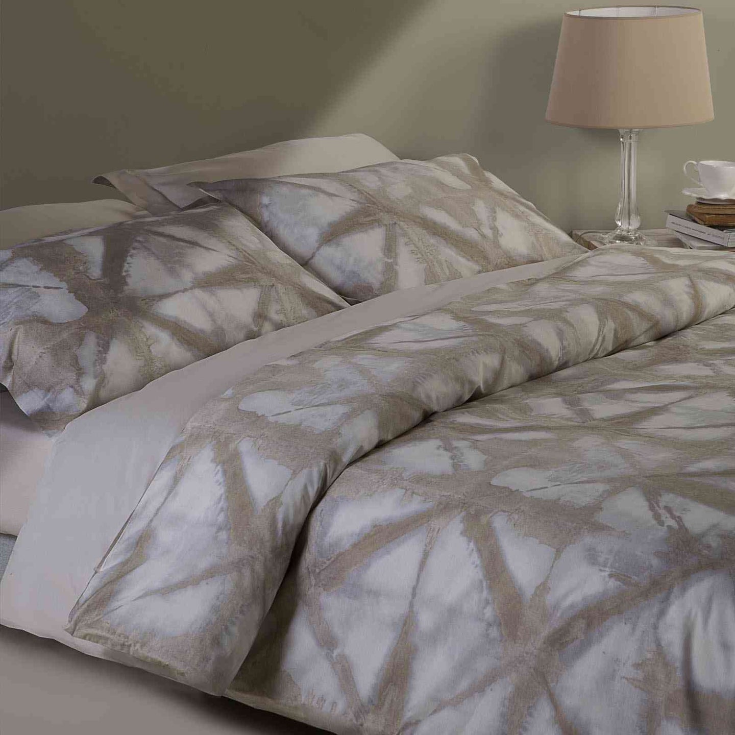 Copripiumino con federe Mirabello Shibori Geometrico in Percalle Luisiana