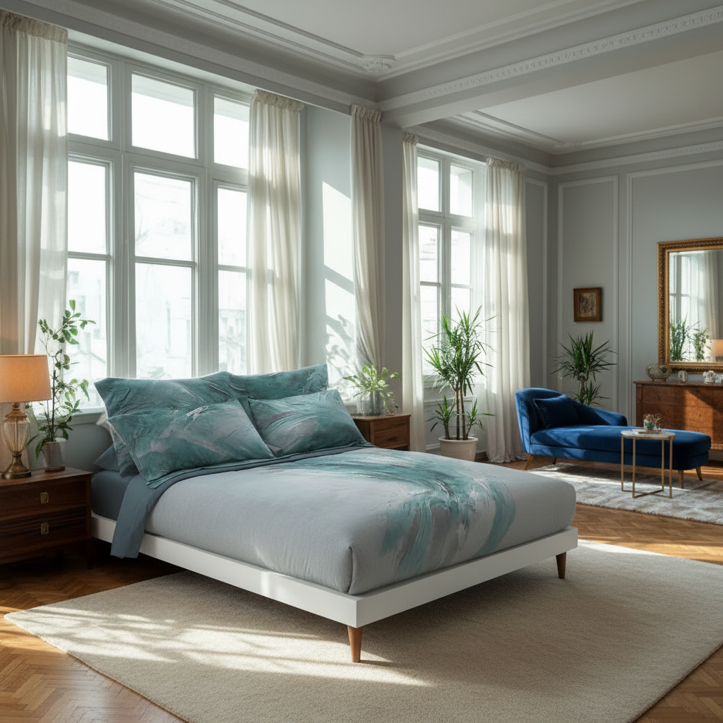 Copripiumino con federe Carrara Wind Moderno in Percalle