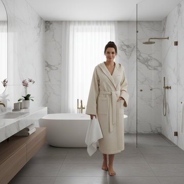 Accappatoio con Cappuccio Bellora Ape Tinta Unita in Nido d'ape