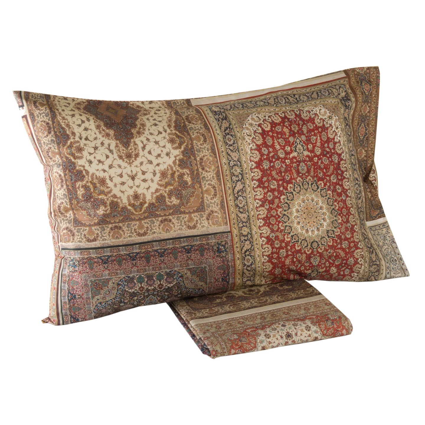 Lenzuolo copriletto con federe Mirabello Oriente Moderno in Percalle Luisiana