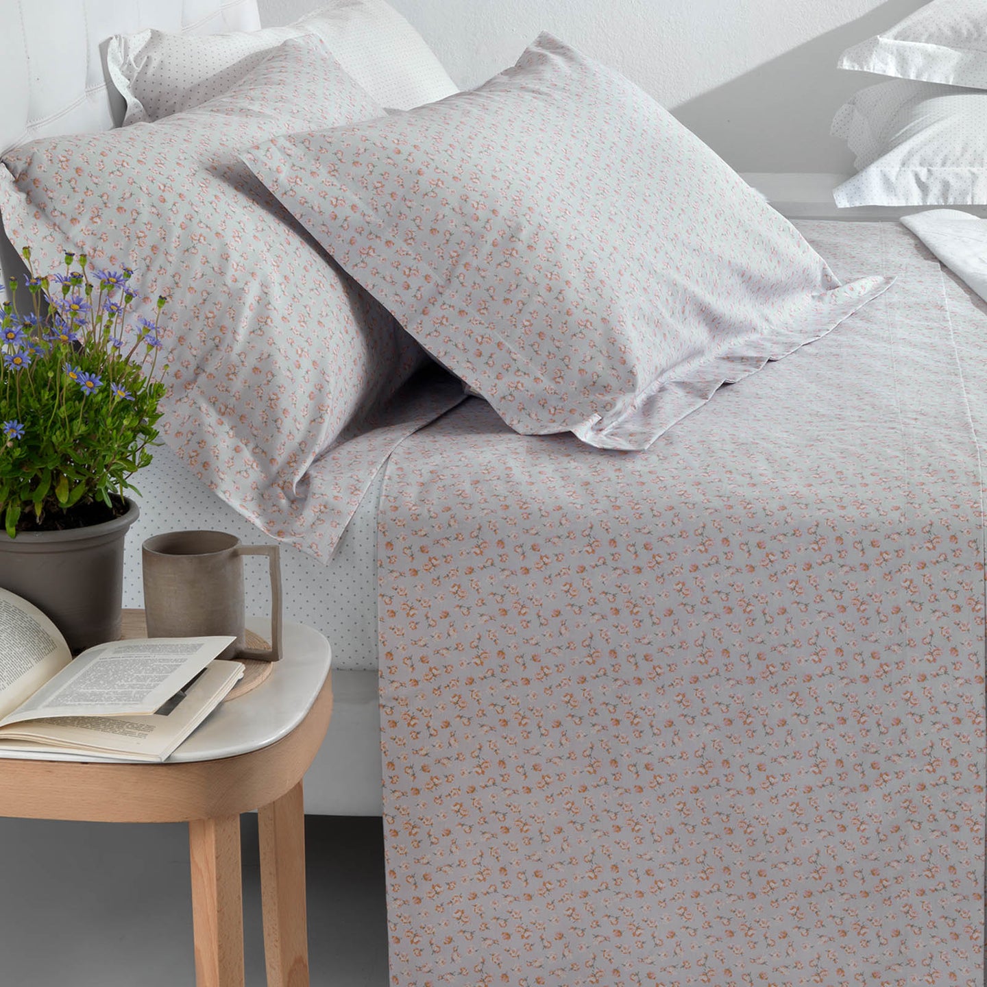Copripiumino con federe Mirabello Luisiana Rose-mignon Floreale in Percalle