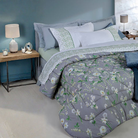 Trapunta Mirabello Fiori-d'inverno Floreale in Percalle Luisiana