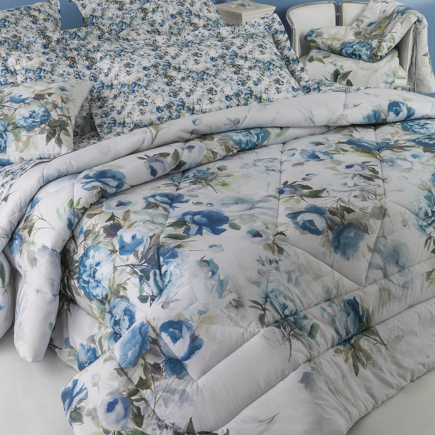 Trapunta Mirabello Moon-peony Floreale in Percalle